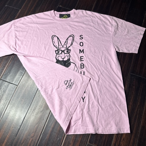 Crewneck 100% cotton tee shirt unisex casual summer coastal bunny design - Picture 2 of 2